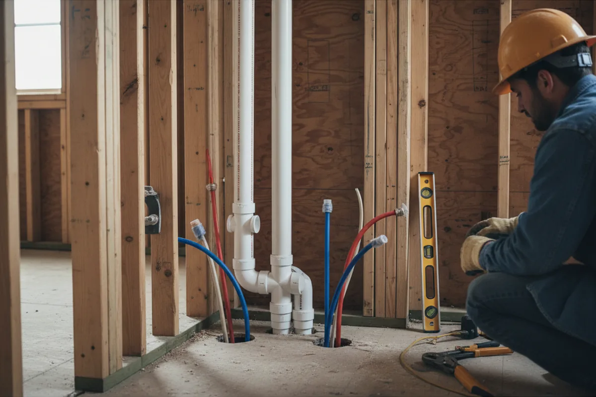 Drain and supply rough-in during Garbage Disposal Repair in Andrews