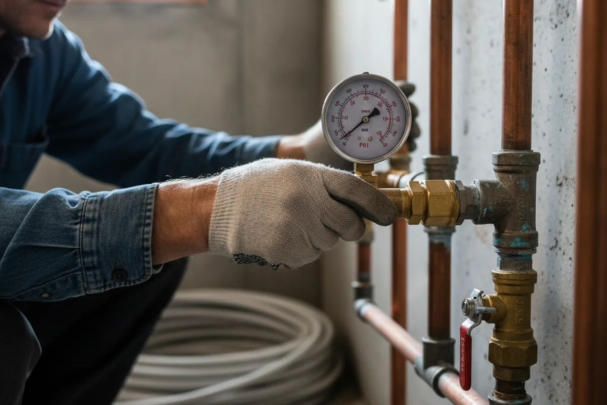 Pressure testing a repaired line during Water Line Repair in Andrews